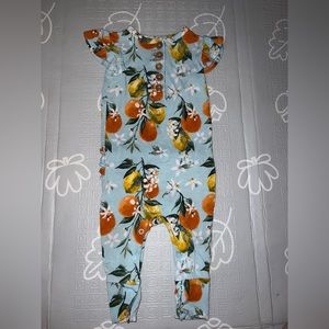Posh Peanut “ Marabella Henley “ citrus bamboo baby girl ruffle romper